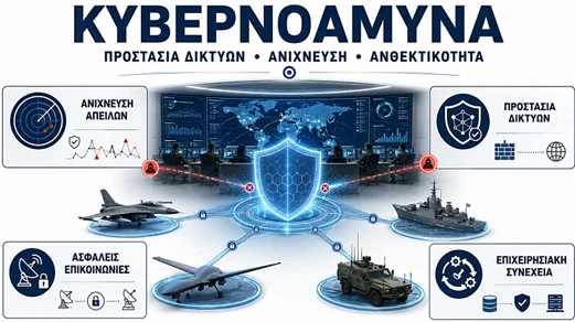 Διάγραμμα 5. Κυβερνοάμυνα — προστασία δικτύων, δεδομένων και επιχειρησιακής συνέχειας.