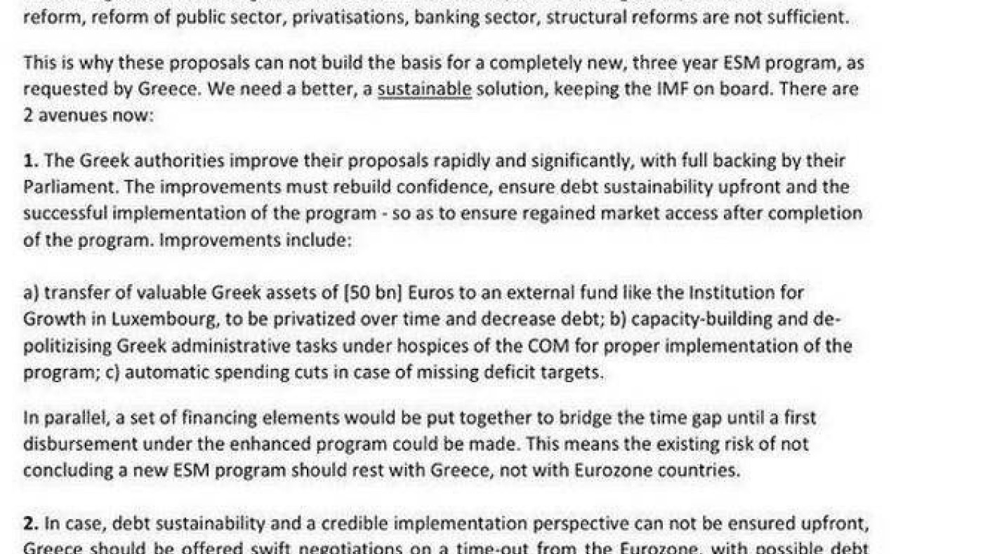 Δείτε το έγγραφο - φωτιά Σόιμπλε για το Grexit!