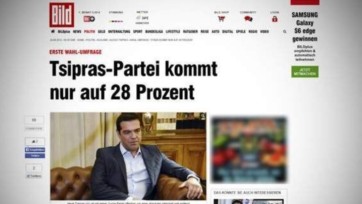 Η δημοσκόπηση της «Bild» για τις ελληνικές εκλογές