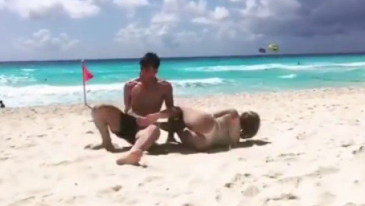 Έκανε τάκλιν...στην κοπέλα του στην παραλία (video)