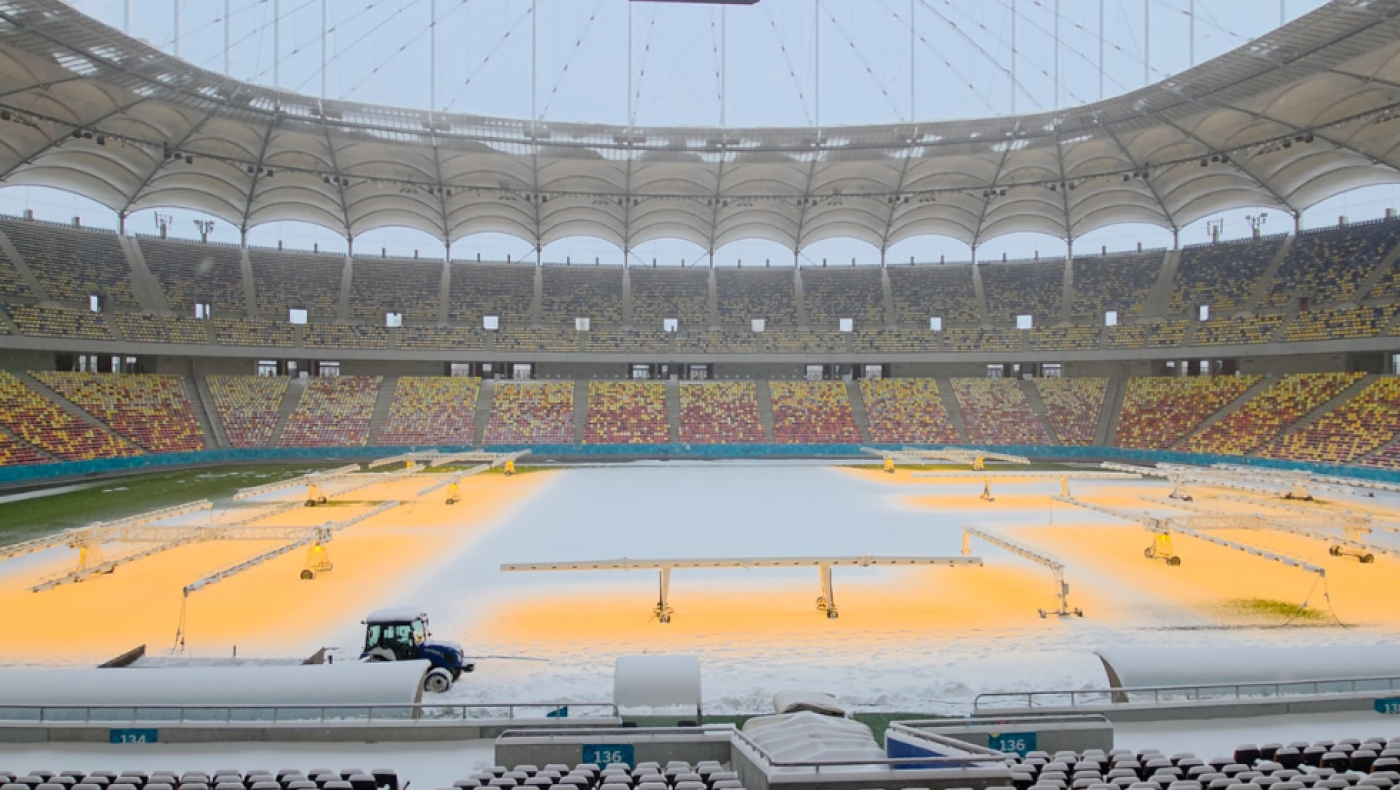 Η χιονισμένη εικόνα της National Arena πριν το Στεάουα - ΠΑΟΚ