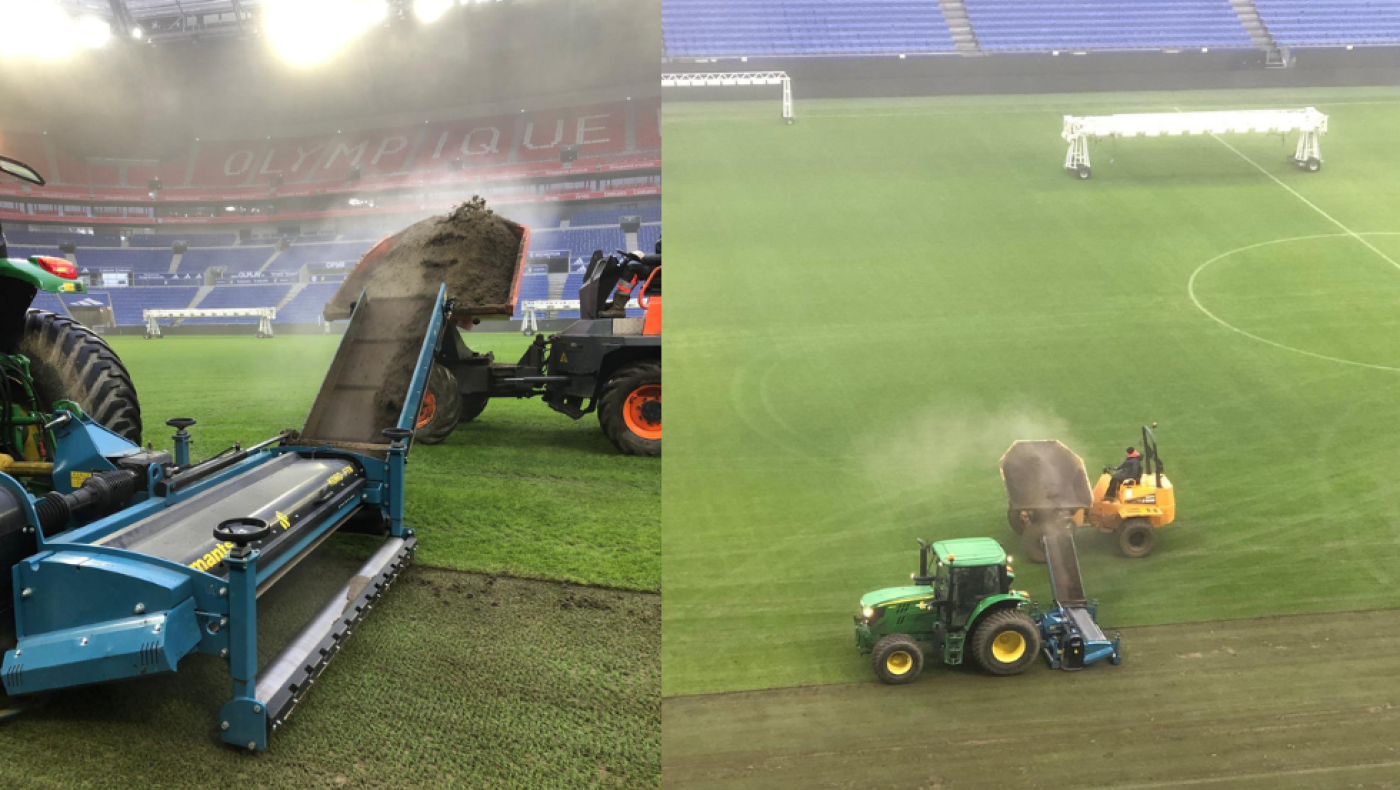 Αλλαγή χλοοτάπητα στο Groupama Stadium πριν το Λυών - ΠΑΟΚ
