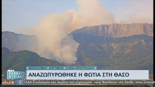 Αναζωπυρώθηκε η φωτιά στη Θάσο, νέα «μάχη» της Πυροσβεστικής