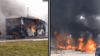 Θεσσαλονίκη: Κάηκε λεωφορείο των ΚΤΕΛ που πήγαινε στα Kοιμητήρια Ευόσμου