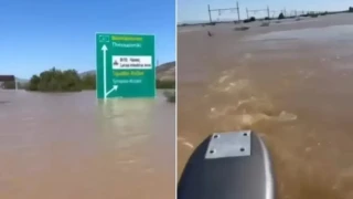 Βίντεο-σοκ: Με σκάφος στην Εθνική Οδό Θεσσαλονίκης-Αθηνών