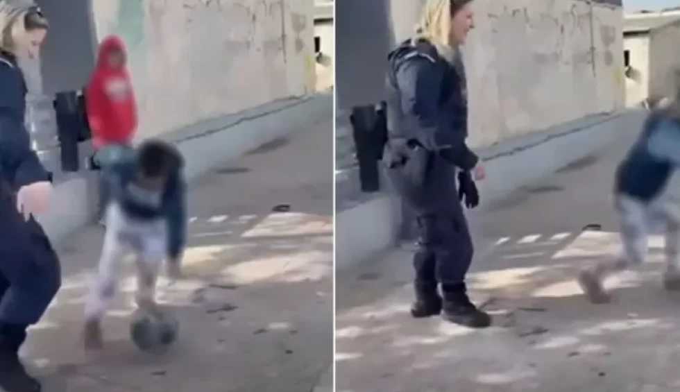 Γυναίκα αστυνομικός έπαιξε ποδόσφαιρο σε καταυλισμό Ρομά (vid)